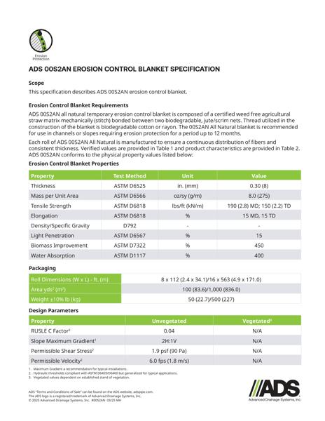 00S2AN Erosion Control Blanket Geosynthetic Specification