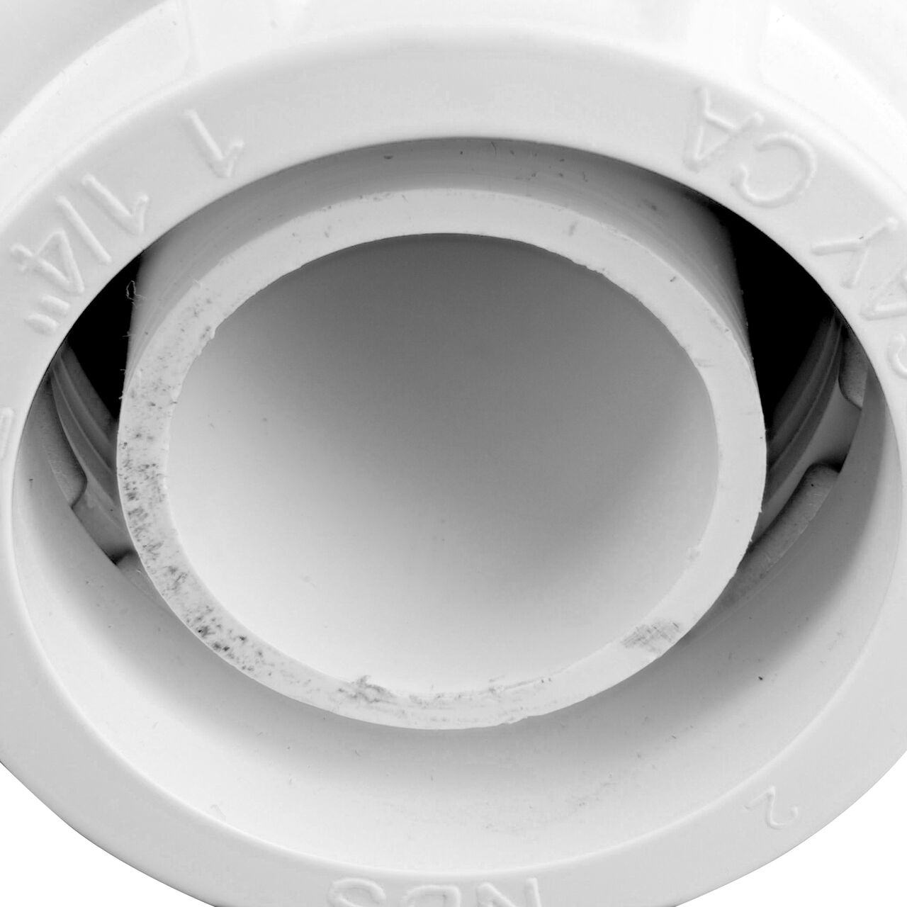 Closeup of the steel gripper teeth of the NDS 1 in. SDR-9 CTS X 1 1/4 in. FPT Flo-Lock™ Gripper Adapter (NDS 731-12-10)