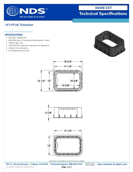 NDS 14 in. X 19 in. Rectangular Meter Box Extension, 6 in. Height, Black Tech Spec