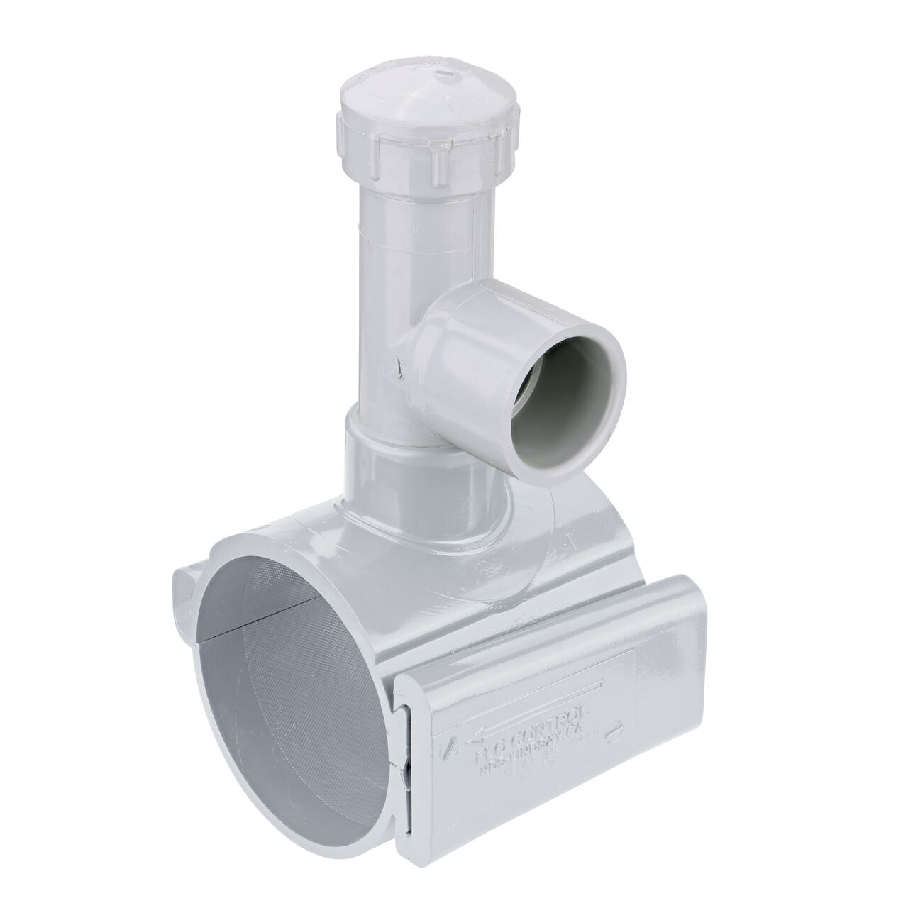 The 4 in. NDS Flo-Tap™ Rigid PVC Saddle with 1-1/2 in. socket or 2 in. spigot connection on top (NDS 3240) has a patented wedge design to add a branch connection to existing pipe without any bolts