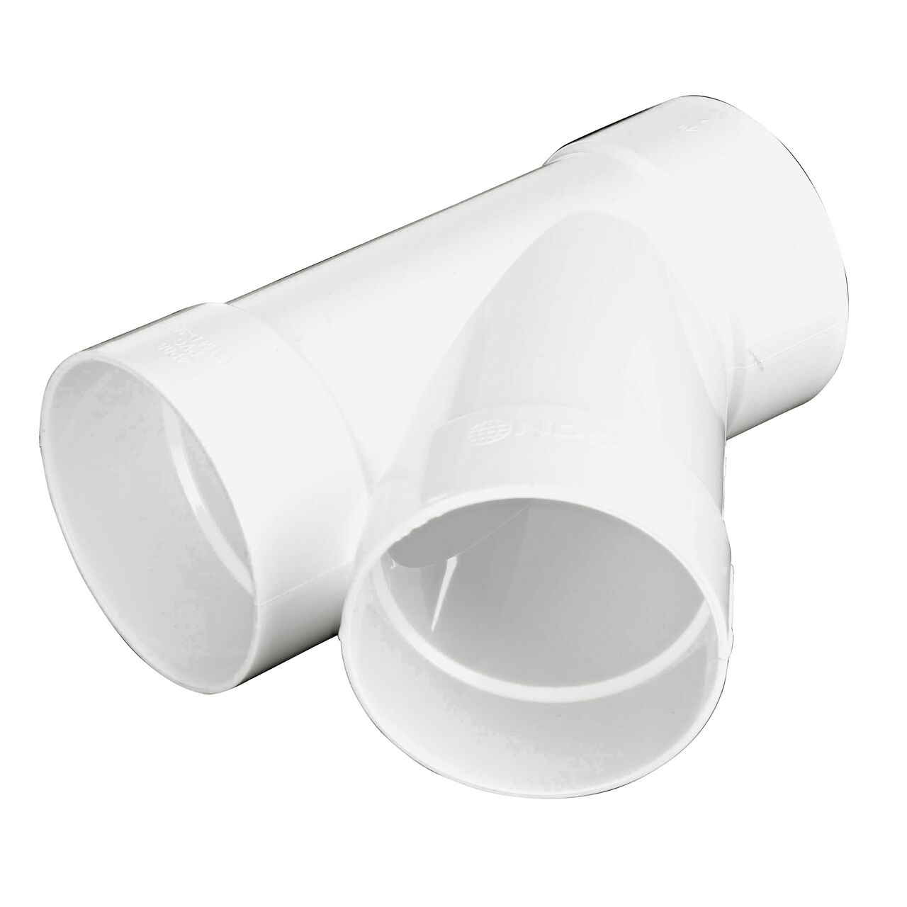 The NDS 4 in. PVC Sewer and Drain 45° Wye (NDS 4P08C*, NDS 4P08*, NDS 4P08) in horizontal position
