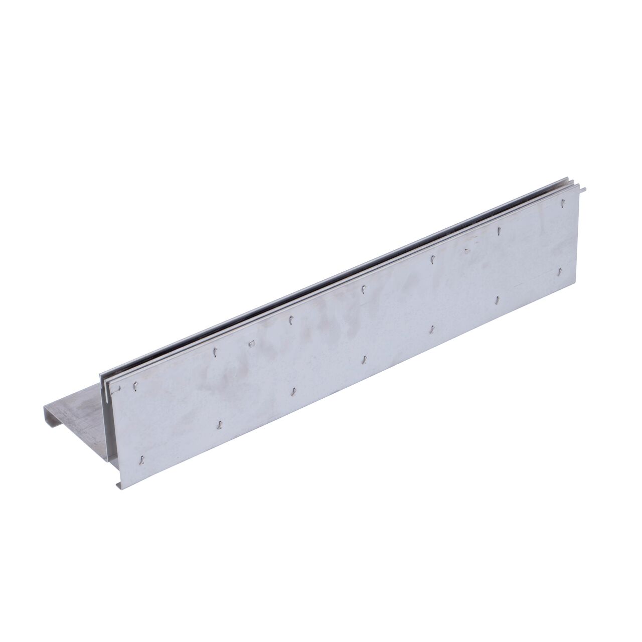 The backside of the NDS Dura Slope stainless steel slot top channel drain grate (NDS DS-SS-ST500)