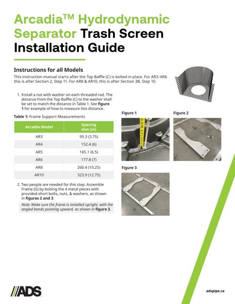 Arcadia Trash Screen Installation Guide