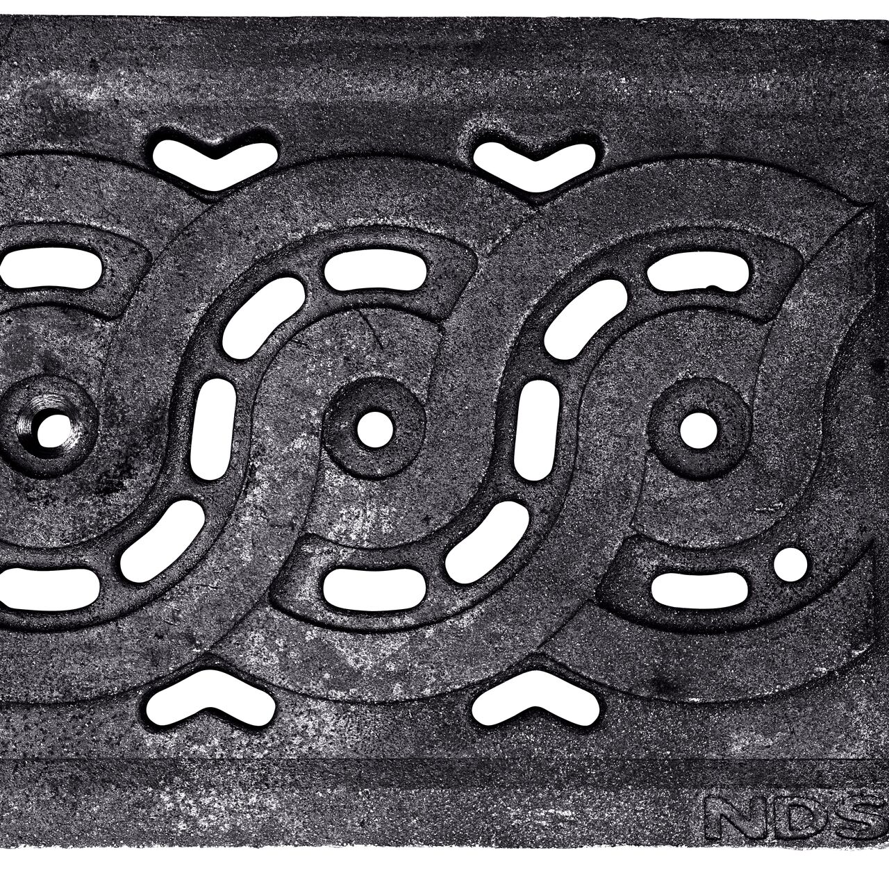 Top Down View of the ductile iron Dura Slope™ Channel Drain Grate (NDS DS-601) decorative weave design