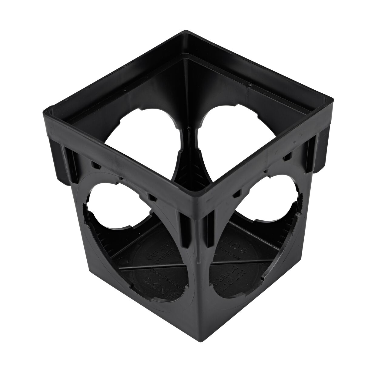 NDS black plastic 9 in. Catch Basin Drain with 4 Openings (NDS 900-4) help capture stormwater from lawns, landscaped areas, and patios