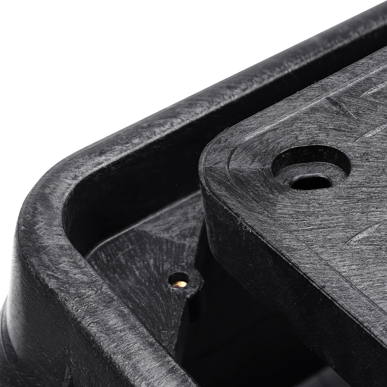 Align the latch on the lid with the latch from the NDS 17 in. X 30 in. Rectangular Standard Series Black Meter Box and Black Water Meter Cover with Bolt (NDS 126BCDMB) for a secure fit