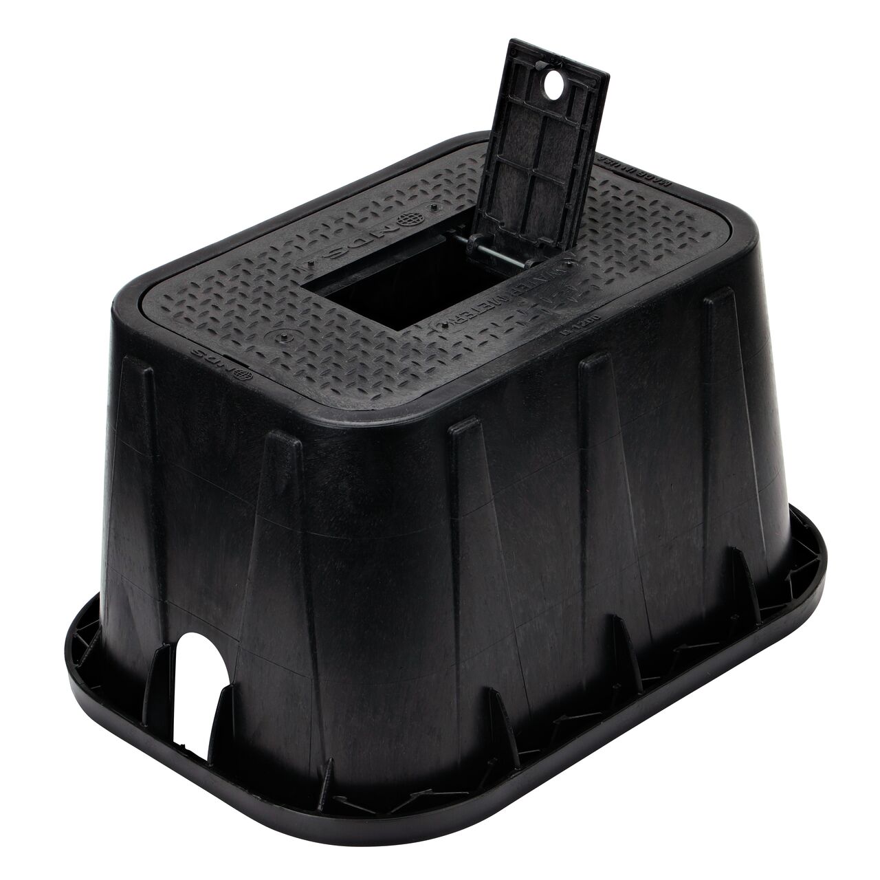 Reader lifted on the NDS 14 in. X 19 in. Rectangular Meter Box with Drop-In Reader Cover (NDS D1200-DIRB)