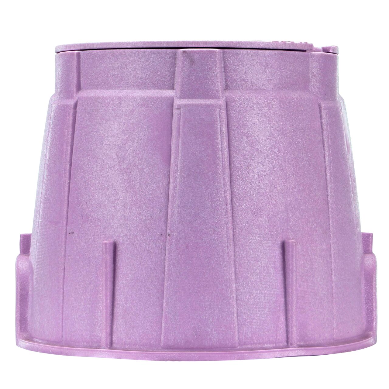 Side view of the longer length side of the NDS 10 in. Round Pro-Spec® Series Valve Box & Reclaimed Water Cover (NDS 312PBCBR) which is engineered for superior strength with structural reinforcing ribs
