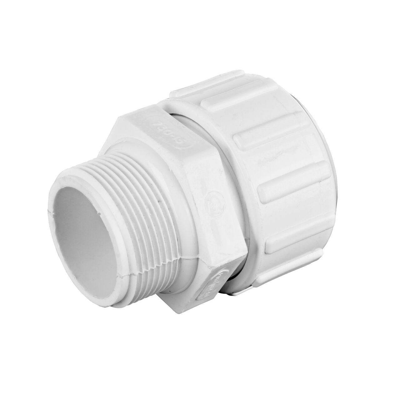 Threaded 1 1/2 inch MPT connection end on the NDS 1 1/2 in. SDR-9 CTS to 1 1/2 in MPT Flo-Lock™ Gripper Adapter (NDS 730-15)