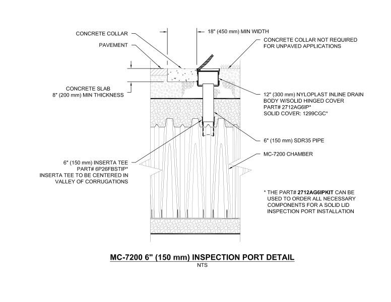 MC-7200 6" (150 mm) StormTech Inspection Port Detail