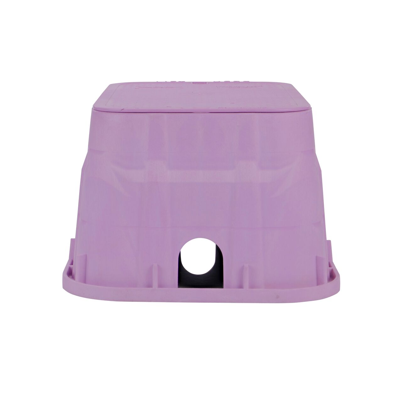 Side view of the shorter width side of the NDS 13 in. X 20 in. Rectangular Pro-Spec® Series Jumbo Valve Box & Reclaimed Water Cover (NDS 318PBCBR) rugged enclosure for water and irrigation pipe connections