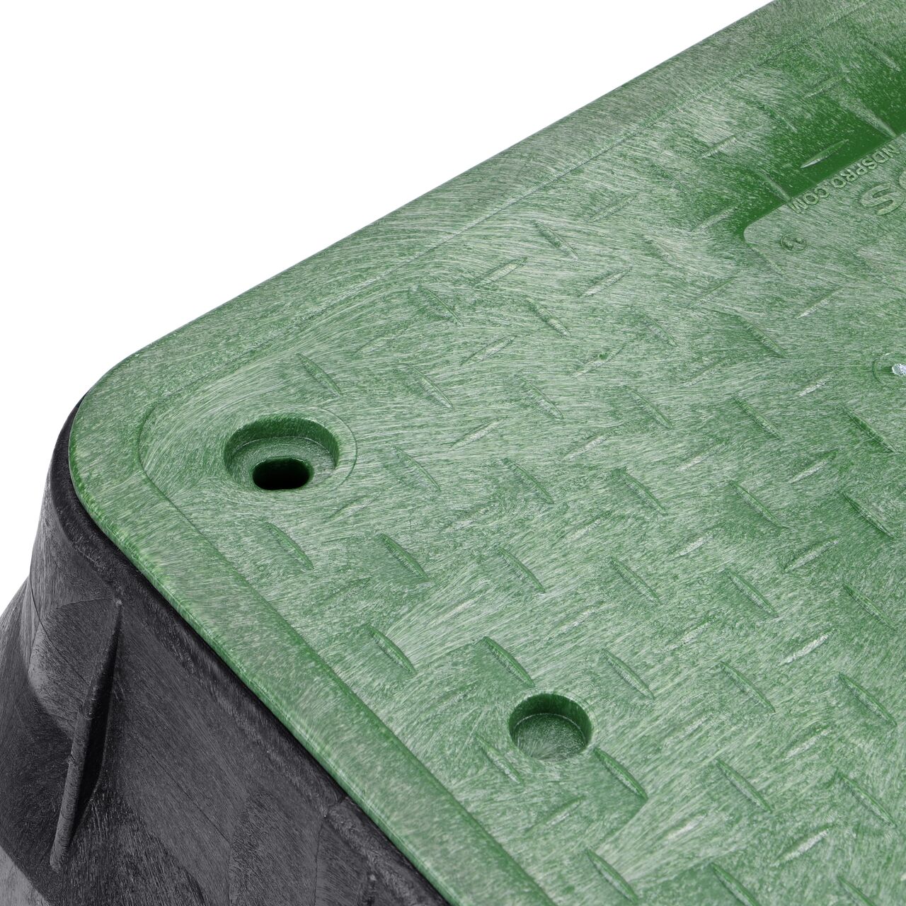 Closeup view of the inside reinforced edges on the NDS 13 in. X 24 in. Rectangular Pro-Spec® Series Valve Box and Cover (NDS 325BCB)