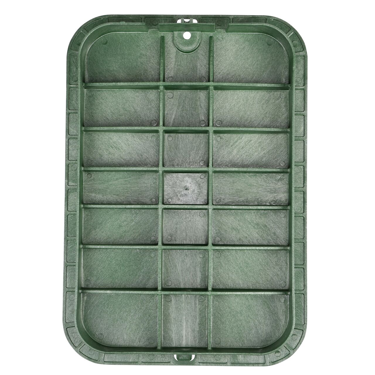 Alternate View of the bottom of the 13 in. X 20 in. Jumbo Rectangular Green ICV Cover with reinforcing ribs (NDS 119)