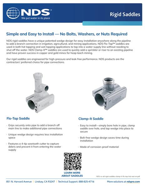 NDS Flo-Tap & Clamp-It Rigid Saddles Sell Sheet