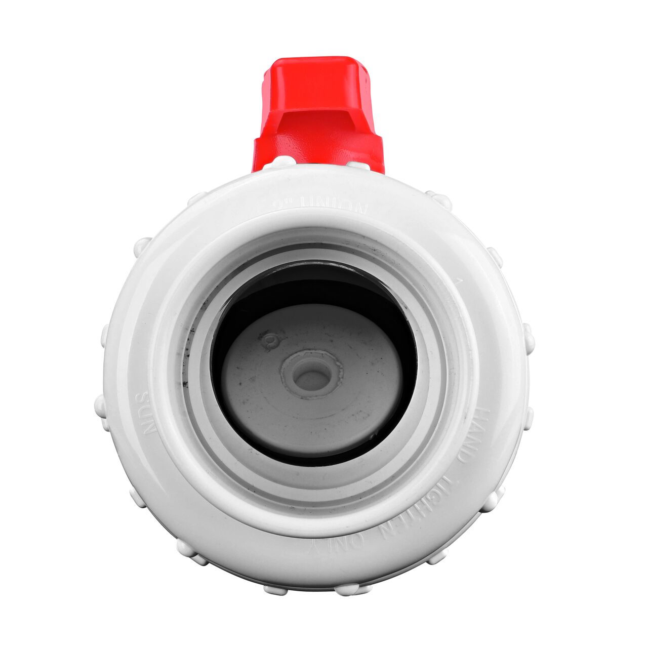 Flapper allows water through when water pressure moves it on the NDS White 2 in. IPS U X S Checkmate PVC Swing Check and Ball Valve Combination (NDS 2200-20)