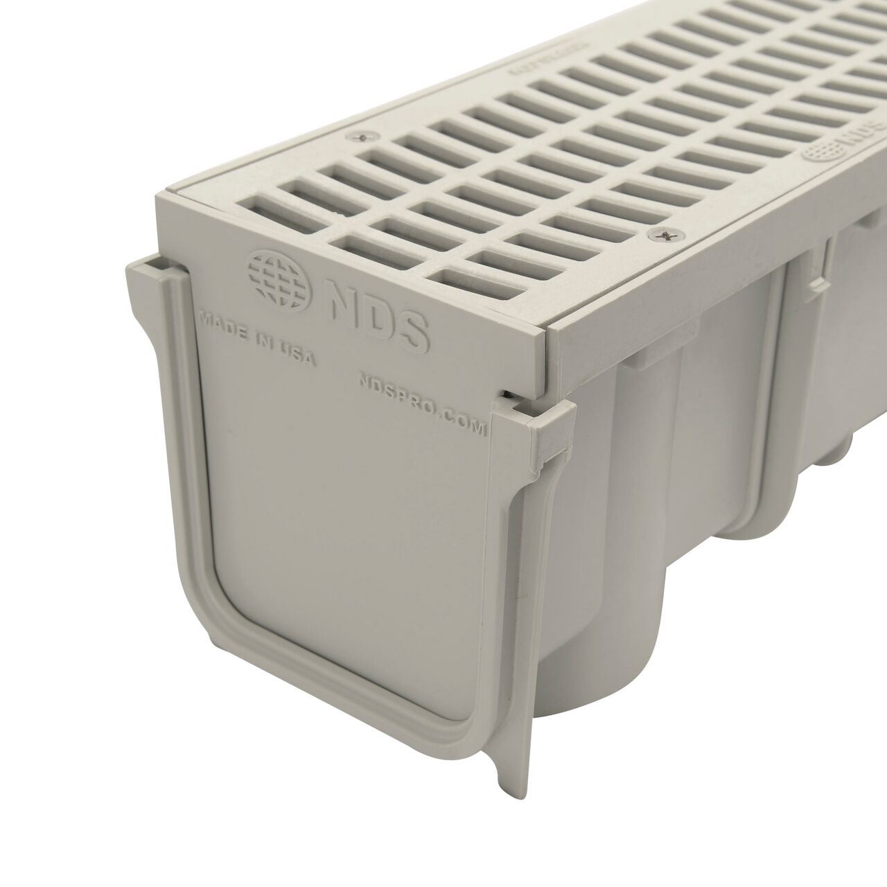 Closeup view of the NDS 3 in. Pro Series End Cap which attaches to the end of 3 in. Pro Series Channel Drain to seal end (NDS 712)