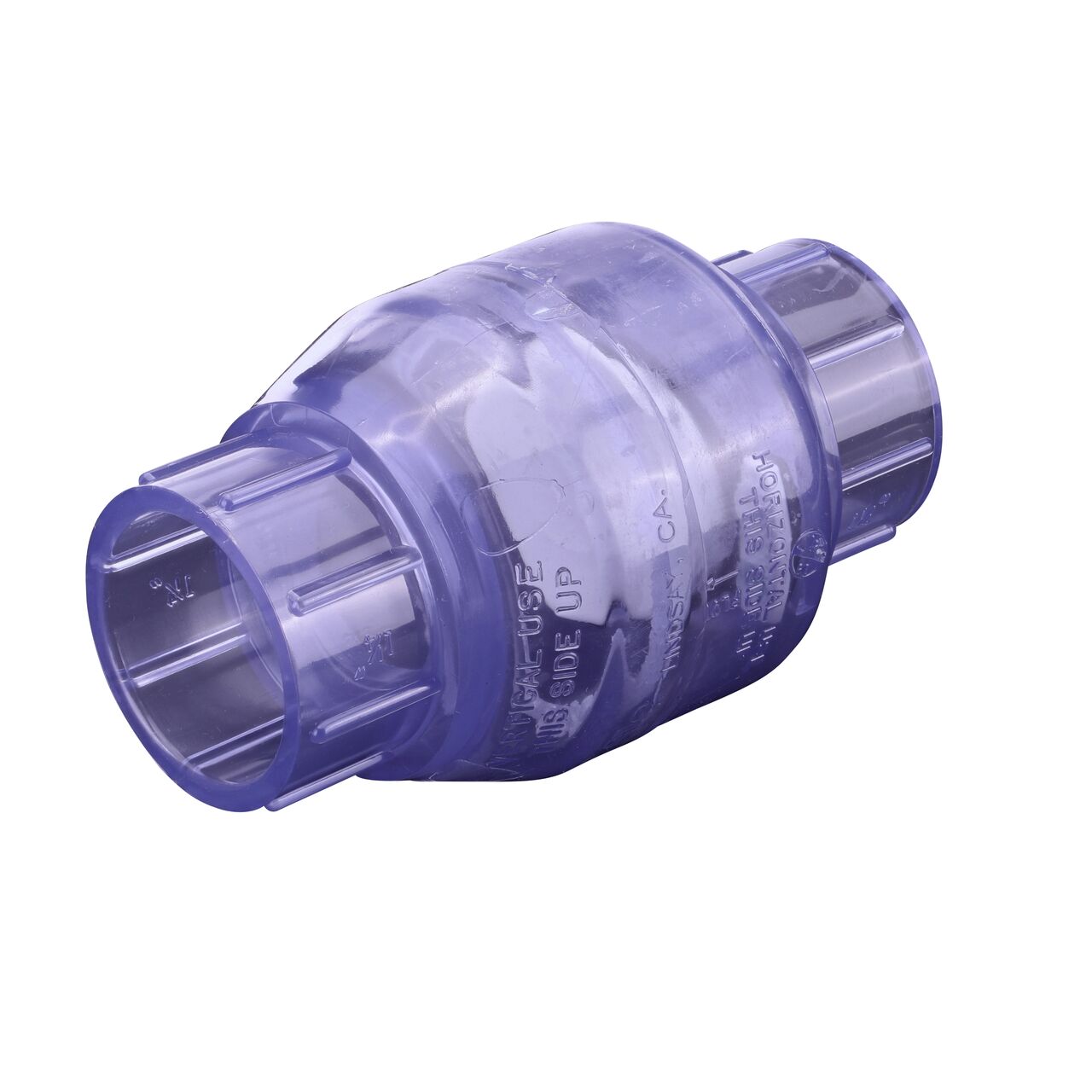 NDS Clear 1-1/4 in. slip end by slip end leak-resistant PVC Swing Check Valve (NDS 1520C12) conveys water one-way through pipe and prevents backflow