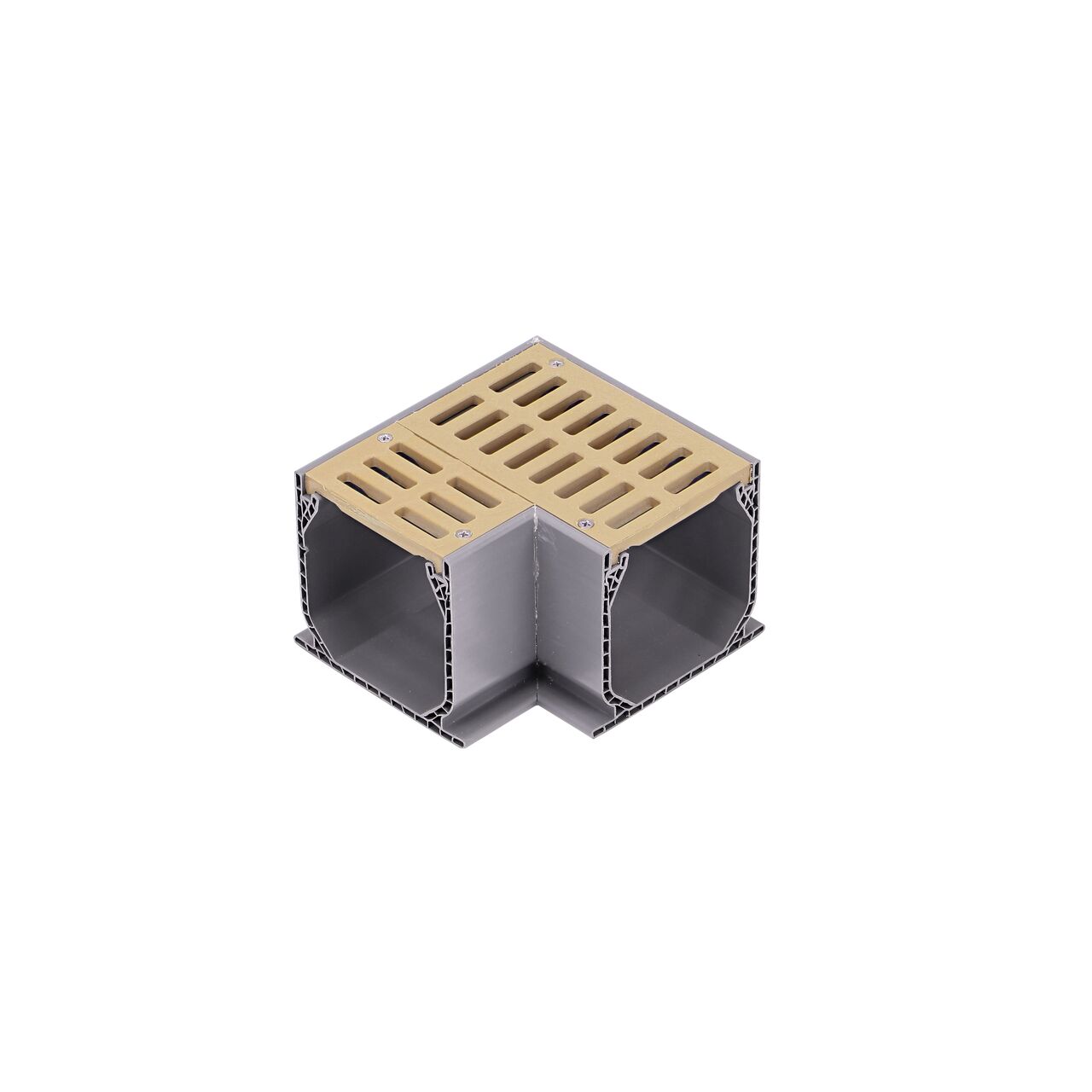 Uninstalled NDS Sand Mini Channel™ Drain 90° Elbow and Grate (NDS 5383)