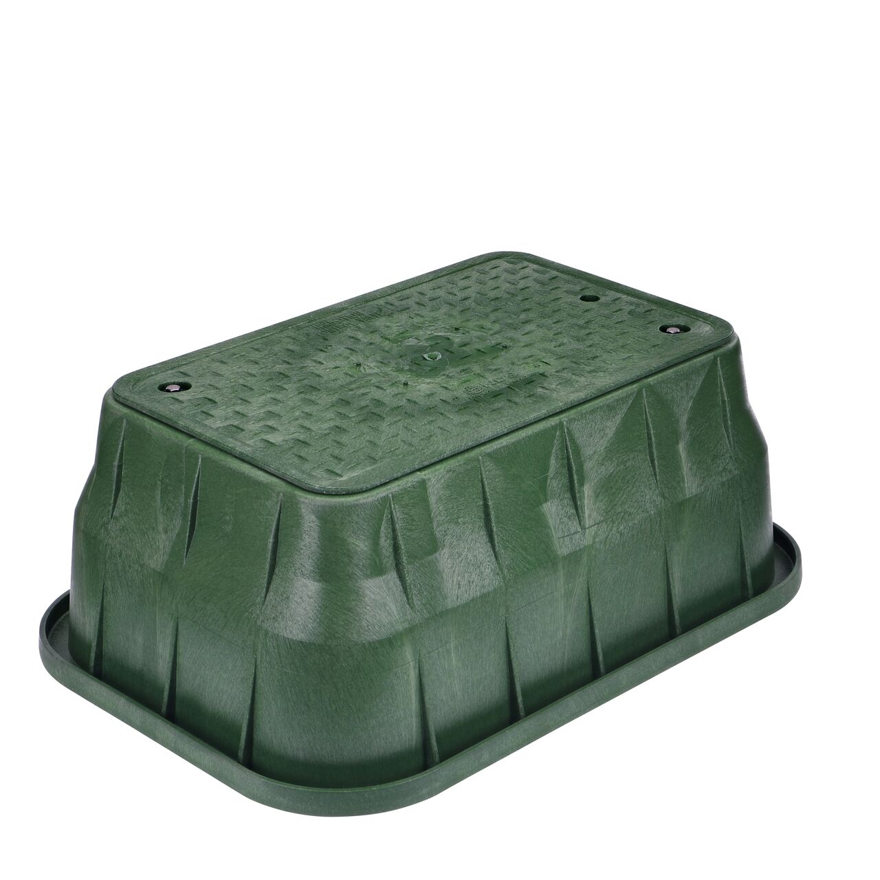 The NDS 13 in. X 24 in. Rectangular Pro-Spec® Series Valve Box and Cover with bolt is a 12 in. high Green Box and Green Cover with Irrigation Control Valve markings on the lid (NDS 321BCB) and protects underground irrigation and sprinkler system components and keeps them out of sight