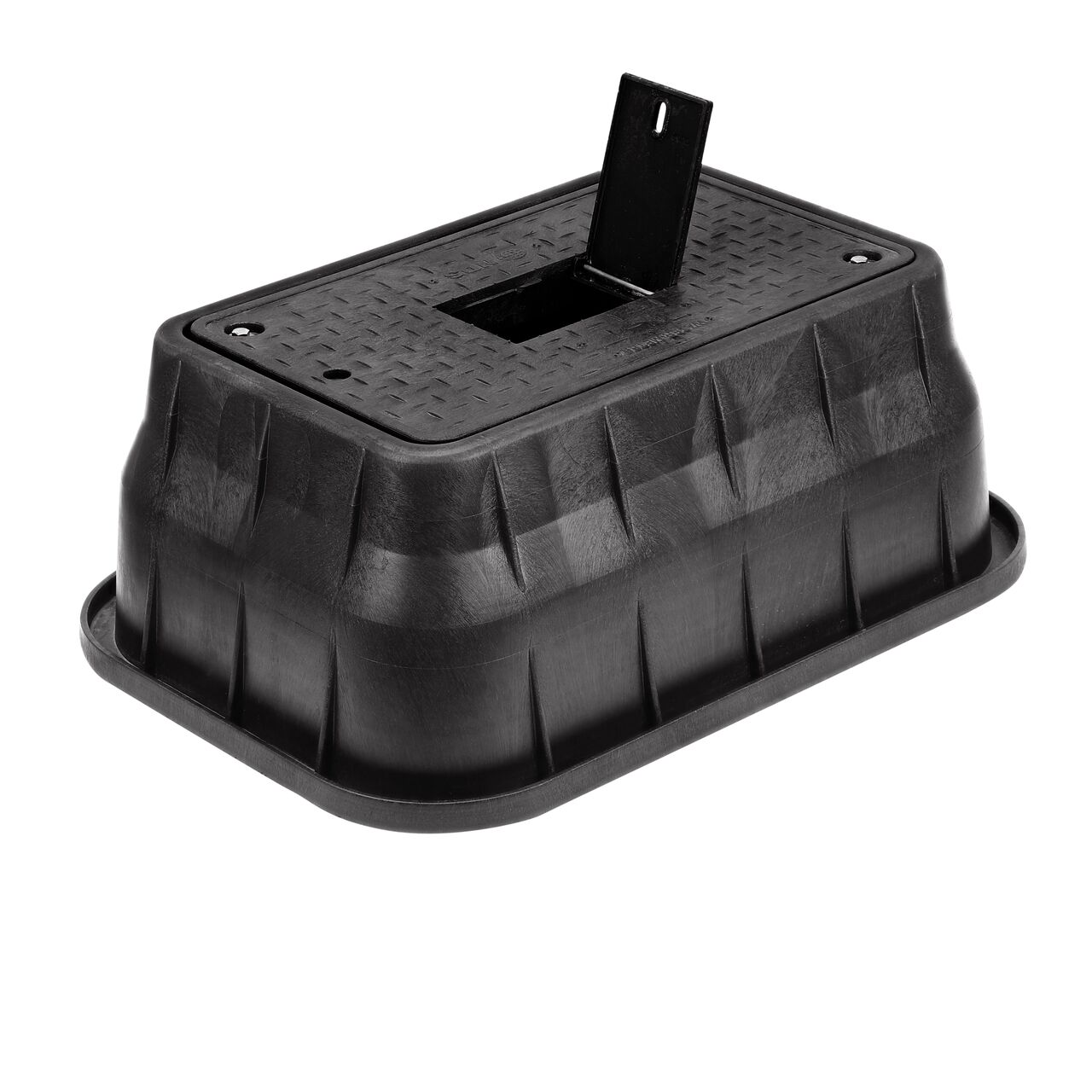The Cast Iron reader door on the NDS 13 in. X 24 in. Rectangular Standard Series Meter Box & Water Meter Cover (NDS 121BCDMCIFB) opens for easy access to meter readers