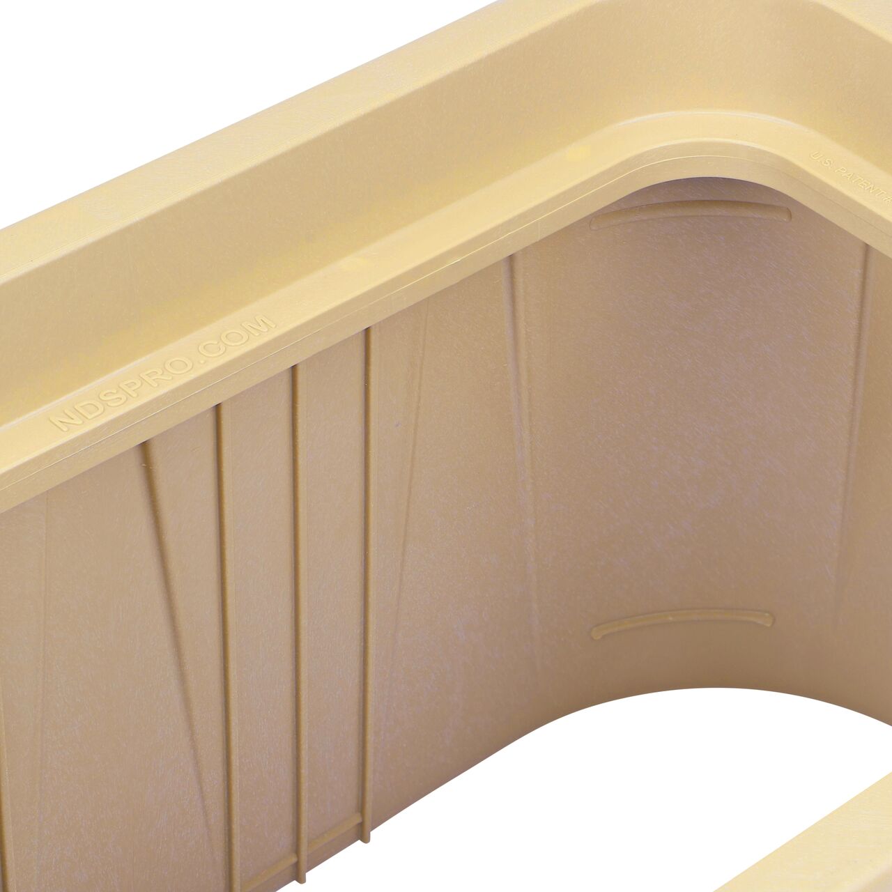 Closeup view of the inside reinforced edges on the NDS 14 in. x 19 in. Rectangular Pro-Spec® Series Valve Box and Cover (NDS 314BCSAND)