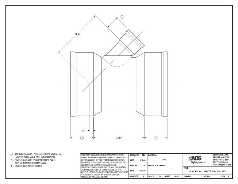 24 x 8 N-12 Dual Wall Wye Nyloplast Detail