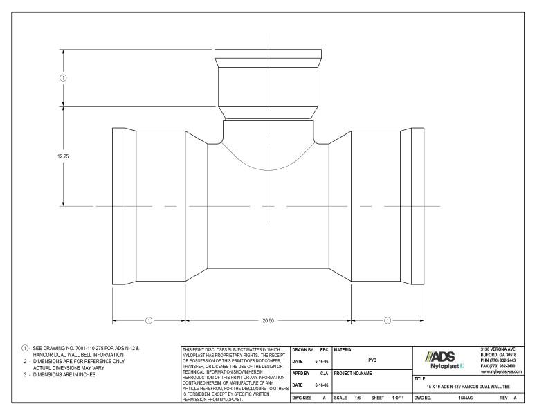 15 x 10 N-12 Dual Wall Tee Nyloplast Detail