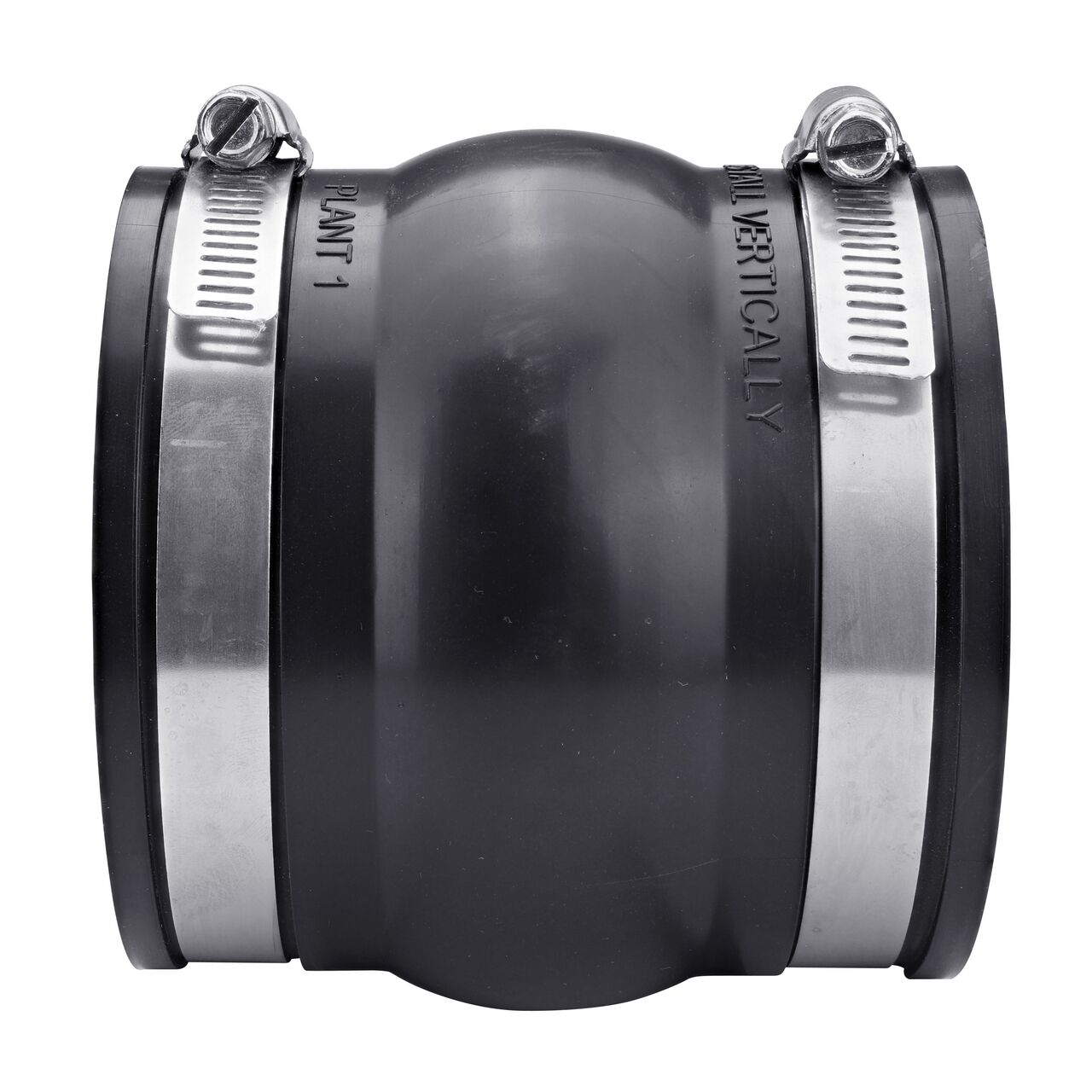 NDS flexible expansion joint, in horizontal position, has two ends that slide onto 3 in. pipe allows for thermal expansion and angular, lateral movement (NDS XJ3)