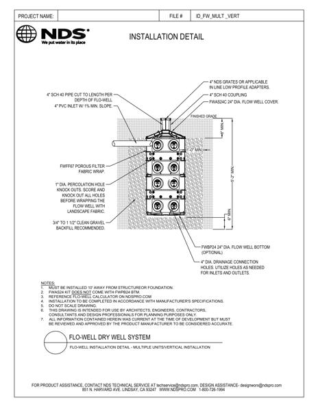 NDS Flo-Well® Dry Well System Multiple Units Vertical Installation Detail
