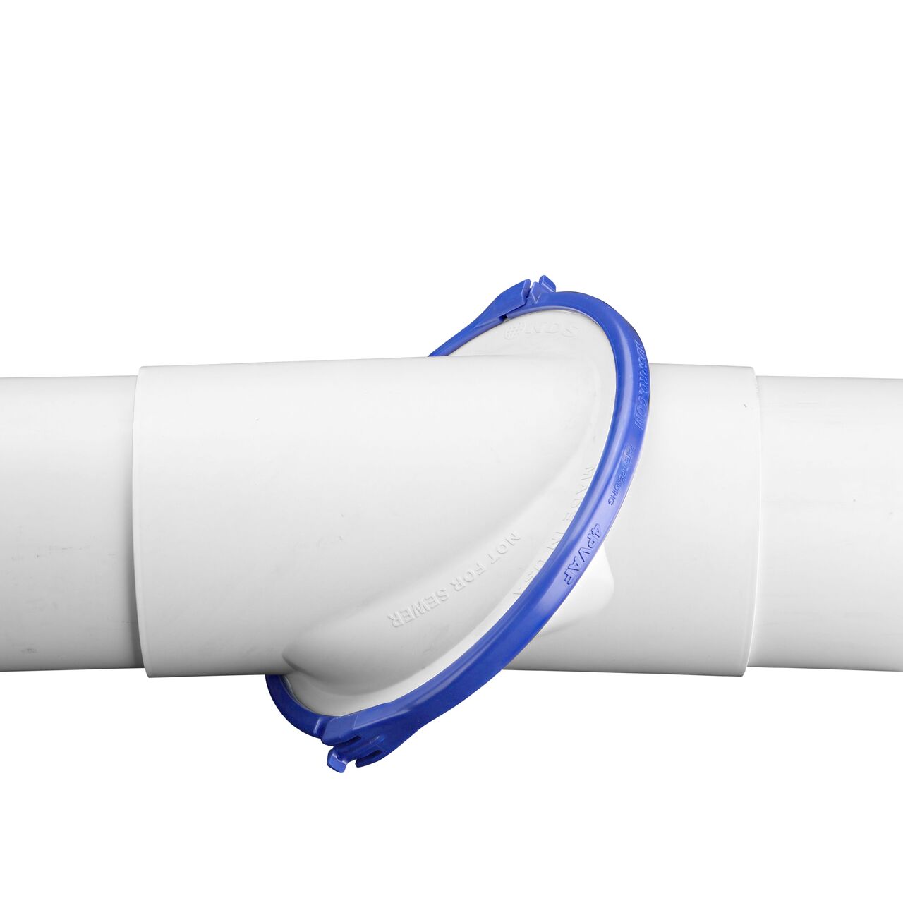 Joint swiveled so elbow lays flat of the NDS PVC Variable-Angled elbow (NDS 4PVAF)