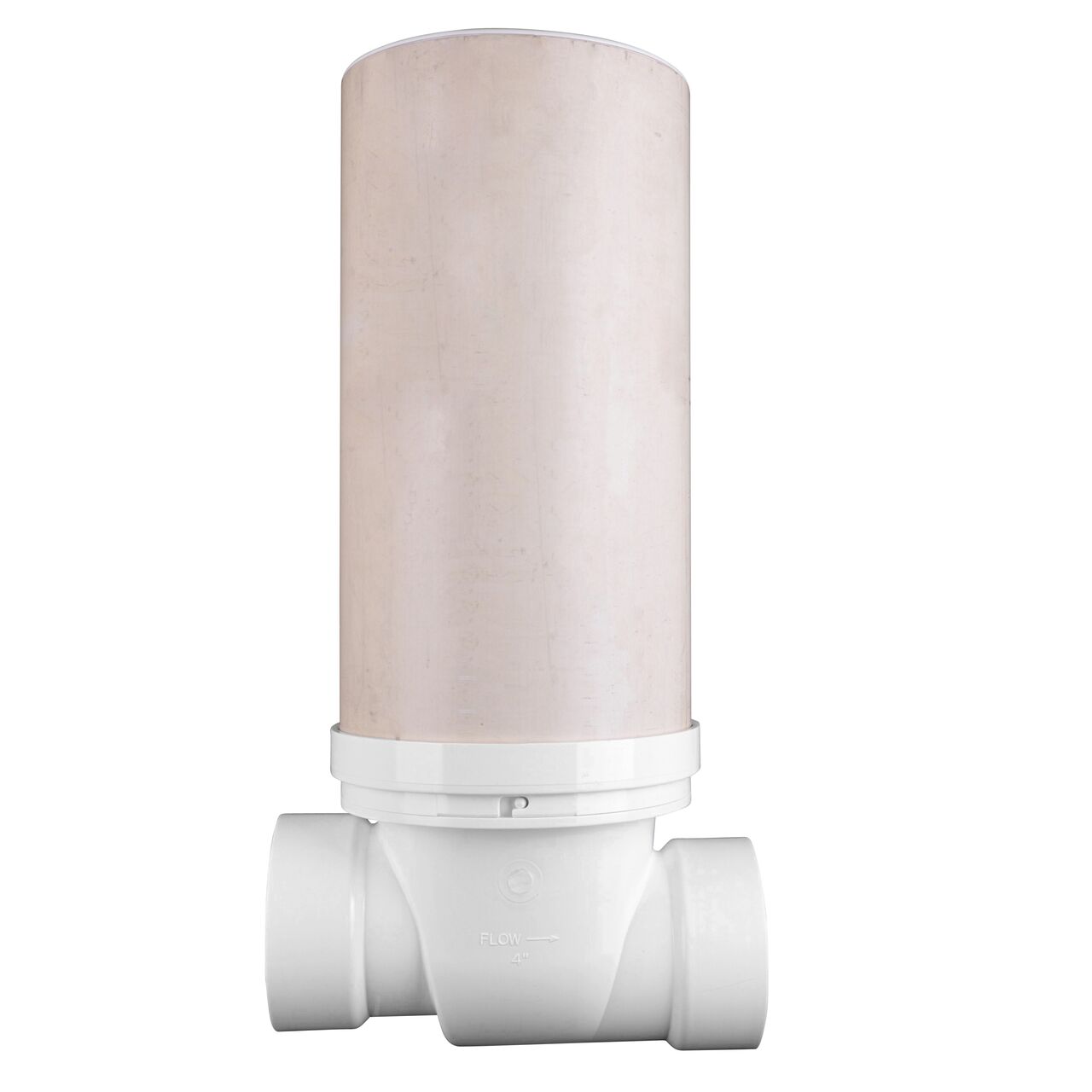 The NDS 4 in. White PVC Backwater Valve with Riser and Cover (NDS 475PR) protects basements or low areas from street sewer waste backflow