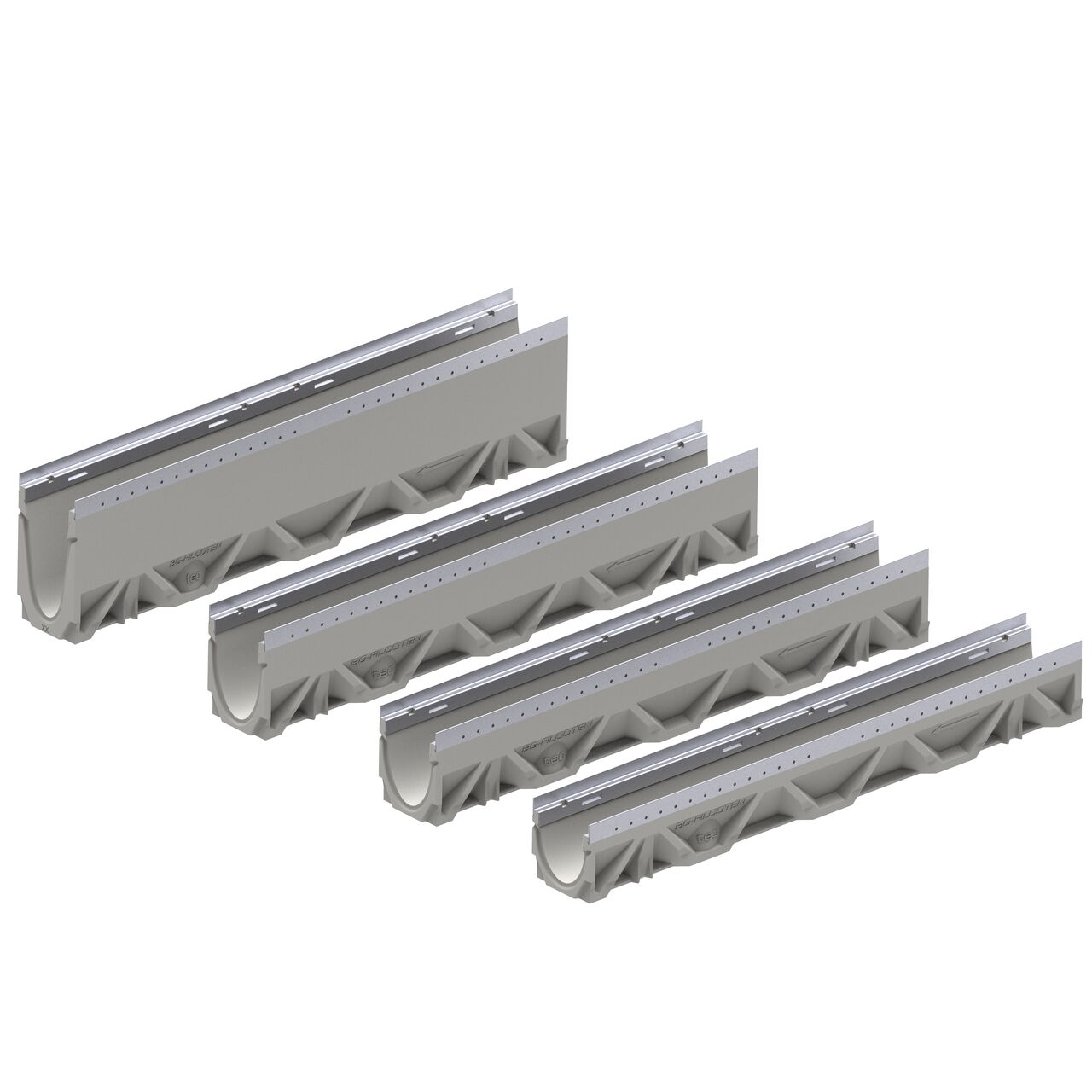 The BG-FILCOTEN® by NDS® tec V 100 Trench Drain comes in multiple channel depths in both contant depth and sloped channel sections