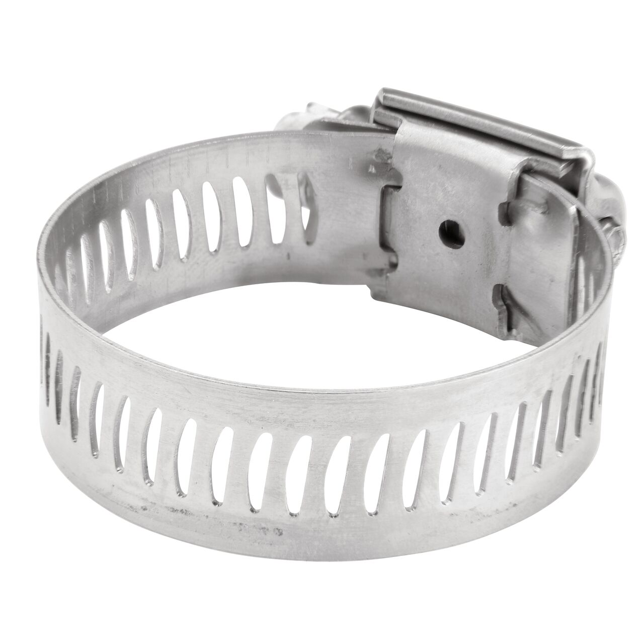 The NDS SAE 16 Worm Drive Hose Clamp with Aero Seal 1/2 in. band width (NDS 64016H) has arcial perforated slots in band for added strength and smoother engagement