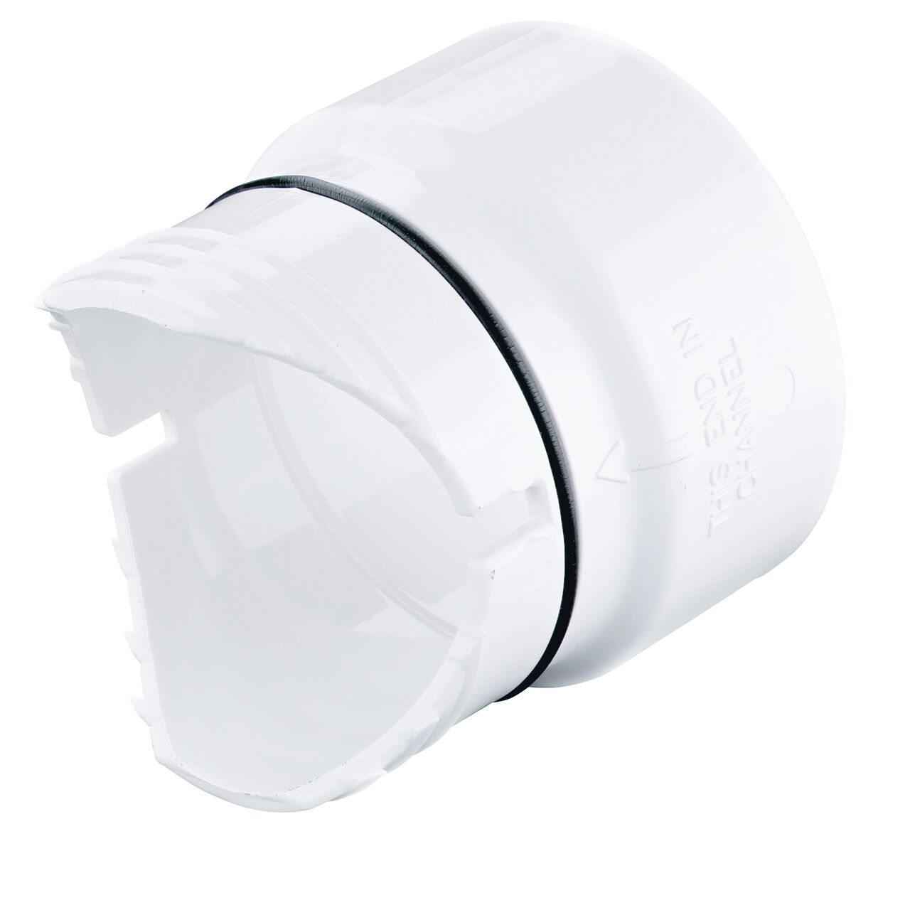 View of the NDS Dura Slope Bottom Outlet Adapter (NDS DS-126) with end that secures into drain hole
