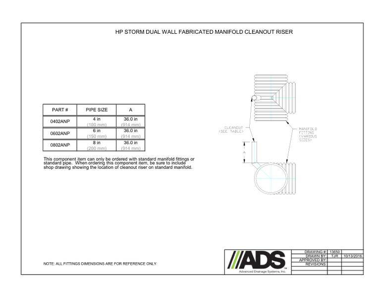 4"-8" Manifold Cleanout Riser (HP Storm Manifolds Fittings Manual)