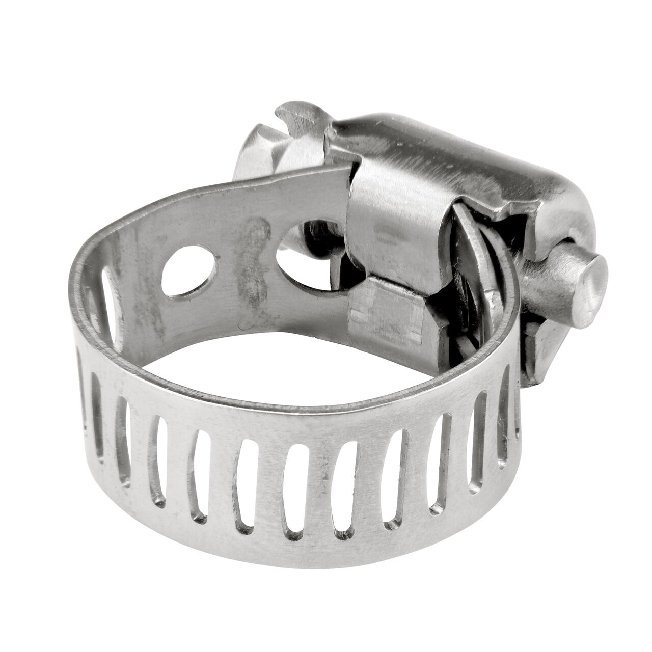 The NDS 7/16 - 25/32 in. Worm Drive Hose Clamp SAE 6 with a 5/16 in. band width (NDS 3604) has arcial perforated slots in band for added strength and smoother engagement