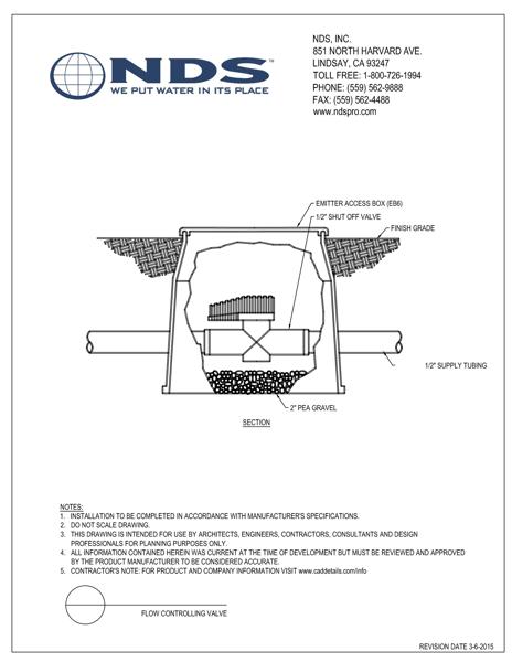 NDS Flow Control Valves Installation Detail