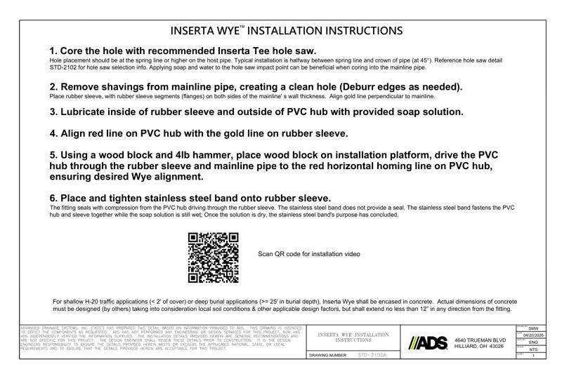 Inserta Wye Installation Instructions Detail