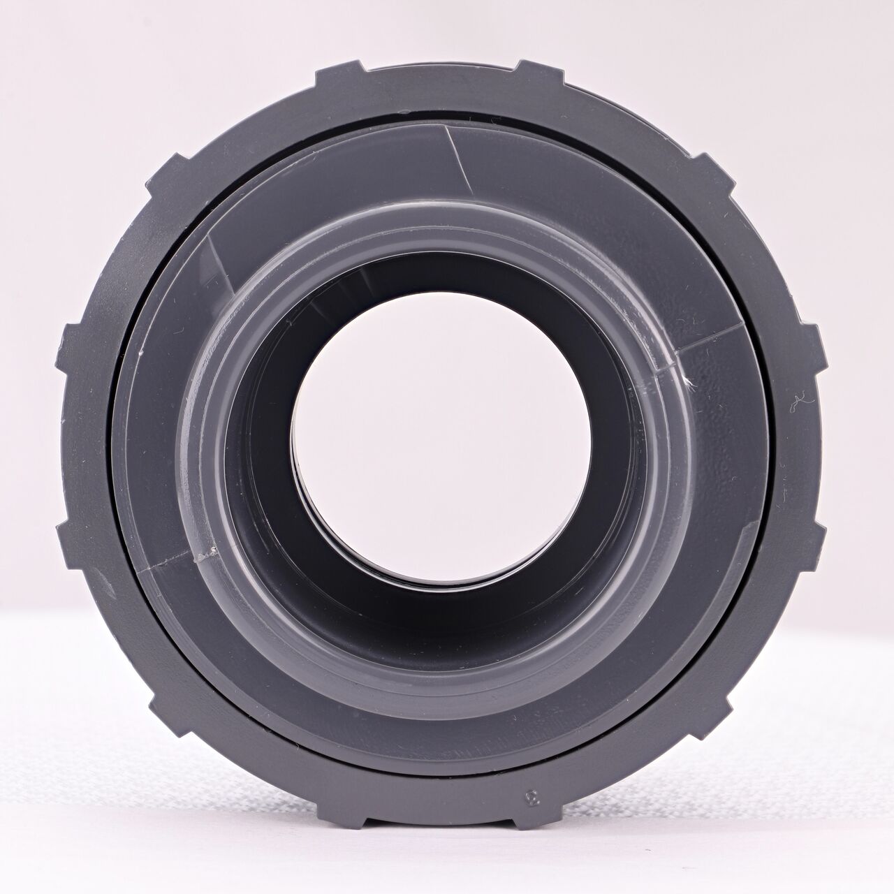 The inside of the NDS 1-1/2 in. PVC Union which allows water to flow through while preventing leaks and made of durable PVC plastic (NDS U-1500-S)