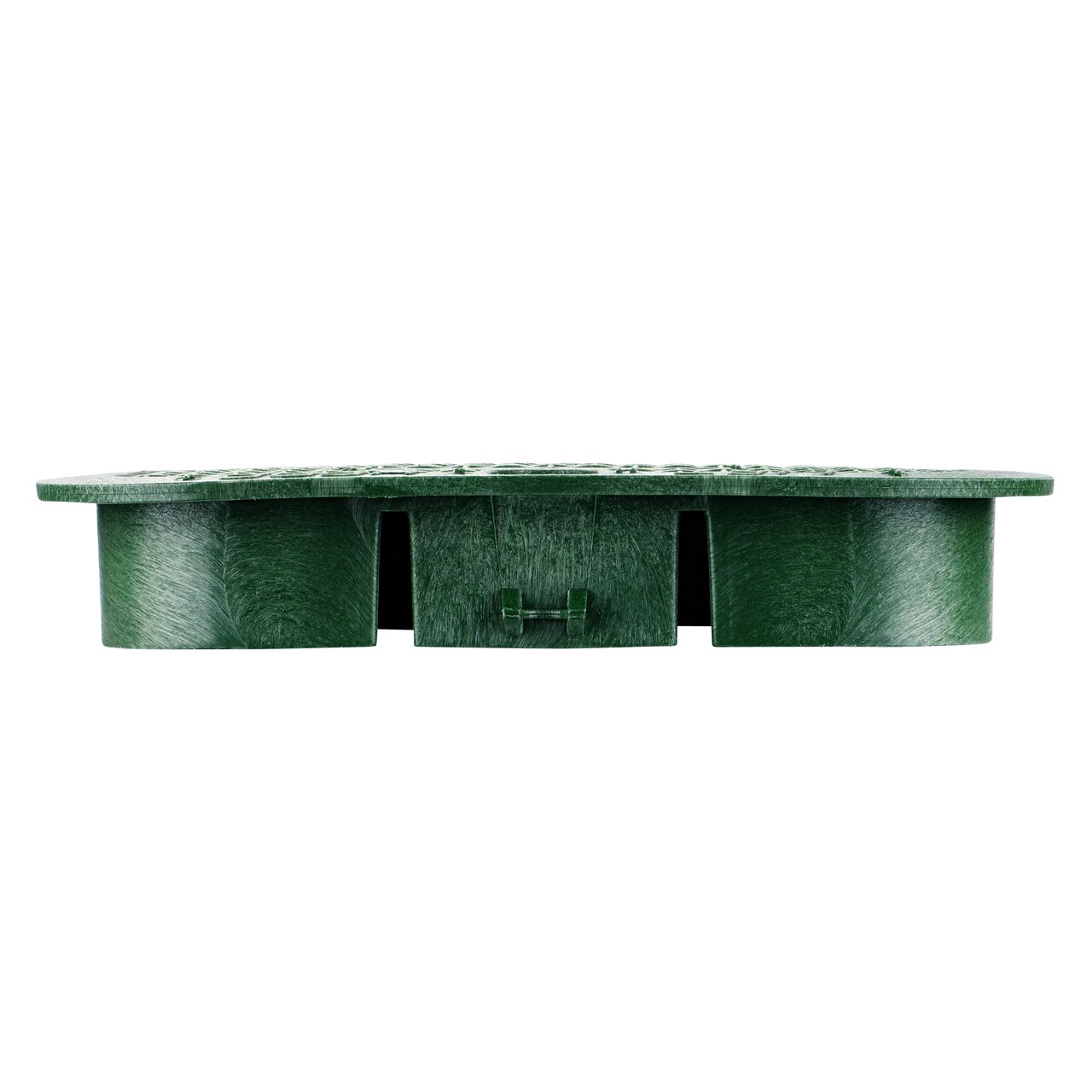 The NDS 14 in. X 19 in. Rectangular Pro-Spec® Series Green Sewer Valve Box Cover (NDS 314CS) is an lid shown here from the side, that prevents dirt and debris from entering the valve box