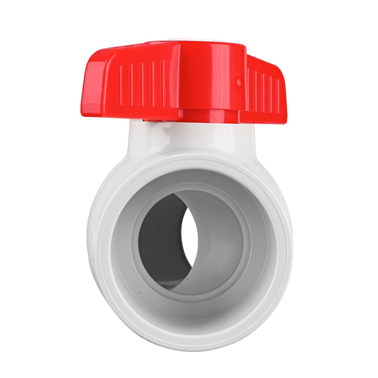 Rotate the handle to easily open or close the valve ball that controls water flow on the NDS 2 in. CPVC CTS Ball Valve (NDS C1310-20)