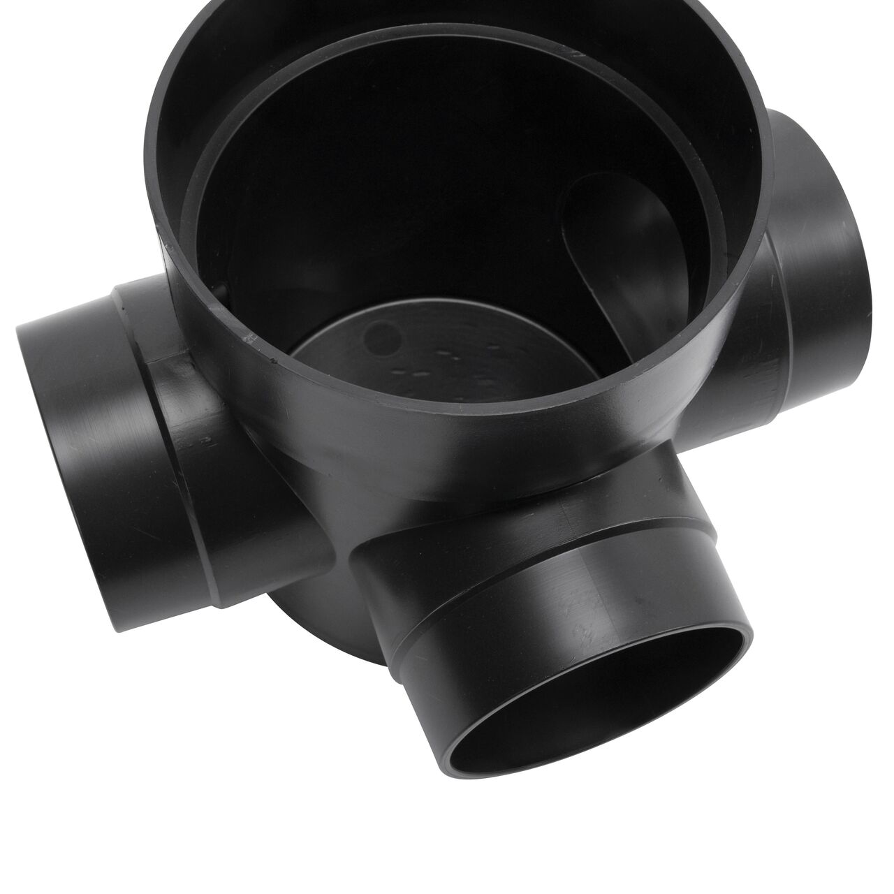Inside the 6 in. Round Spee-D Catch Basin Drain with three outlets (NDS 300)