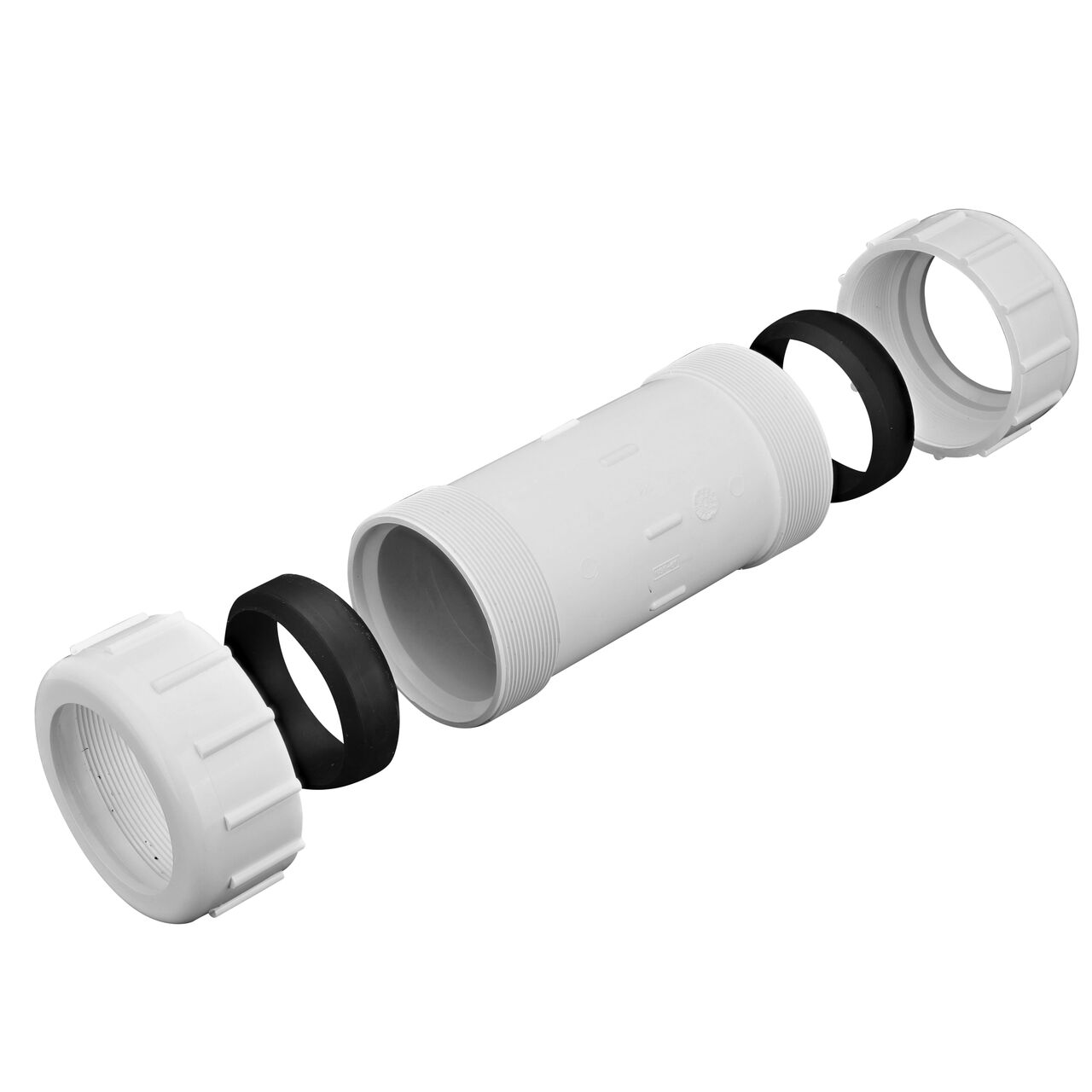 The Compression Adapter 1/4 in. IPS UC unassembled showing that the adapter comes with adjustable nut for corrosion-free connection and reduces pull-out from pipes (NDS CPC-3000)