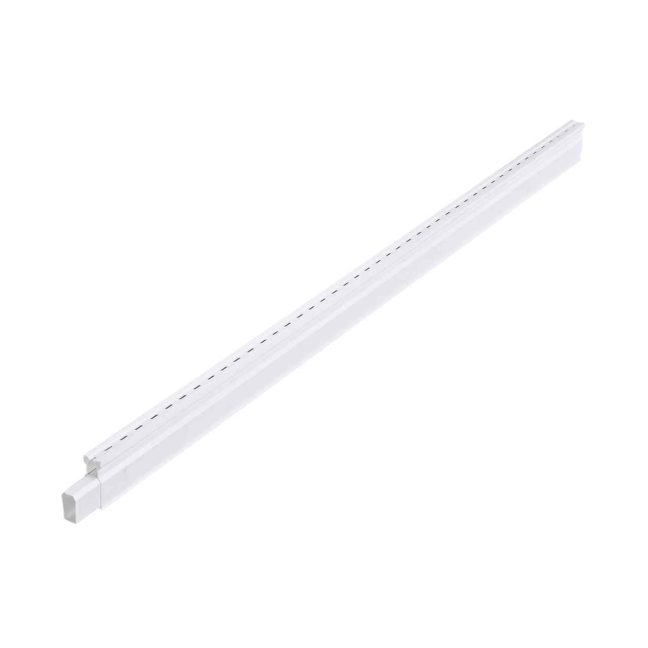 Showing how it looks installed, Micro Channel Drain Coupling (NDS 8481*, NDS 8481) connected to a Micro Channel™ Drain & Integrated Grate, 1-1/4 in. wide X 5 ft. long, White Plastic (8001-5*); retail