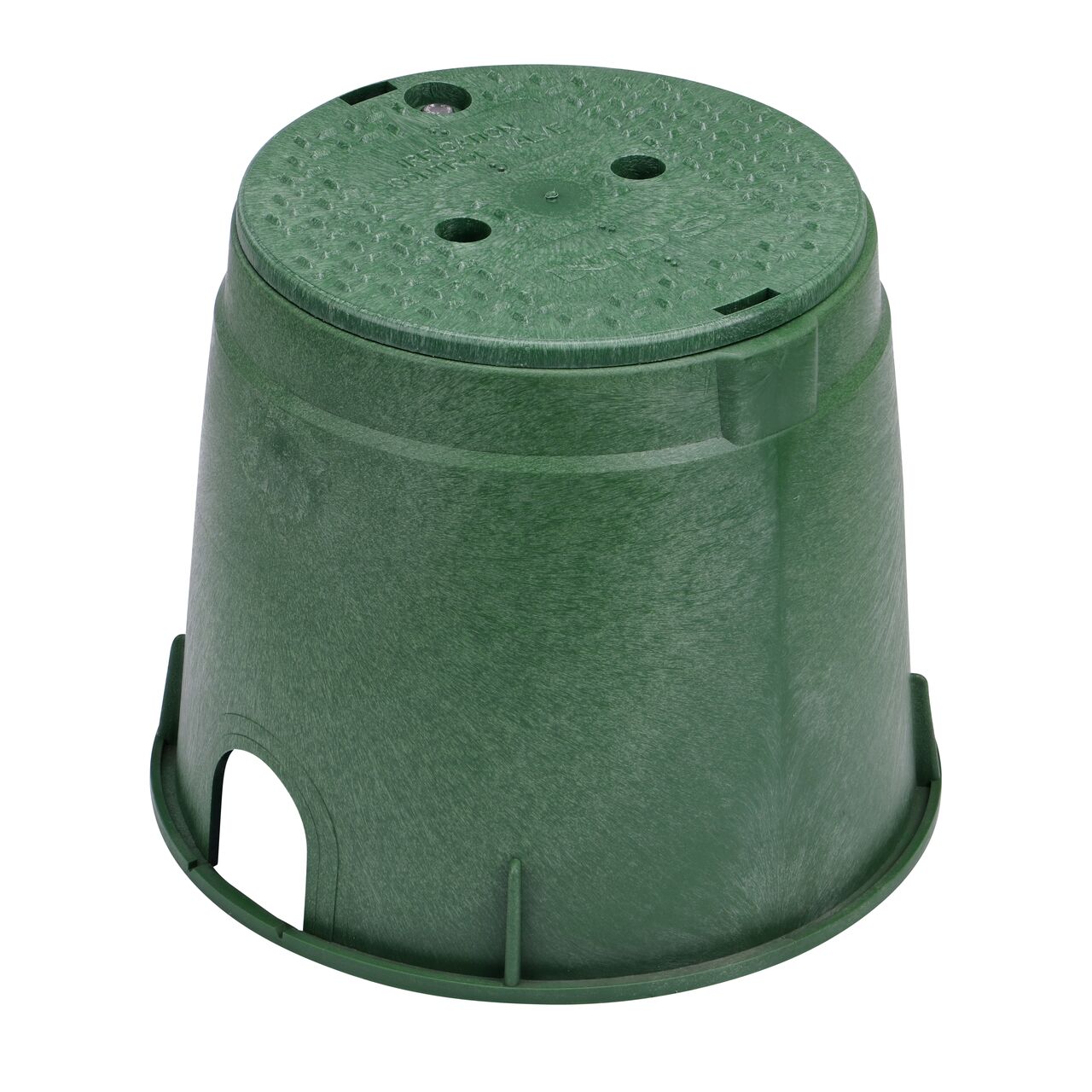 The NDS 10 in. Round Standard Series Valve Box and Cover with Bolt is a 10 in. high Green Box and Green Cover with Irrigation Control Valve markings on the lid (NDS 112BCB) protect underground irrigation and sprinkler system components and keep them out of sight