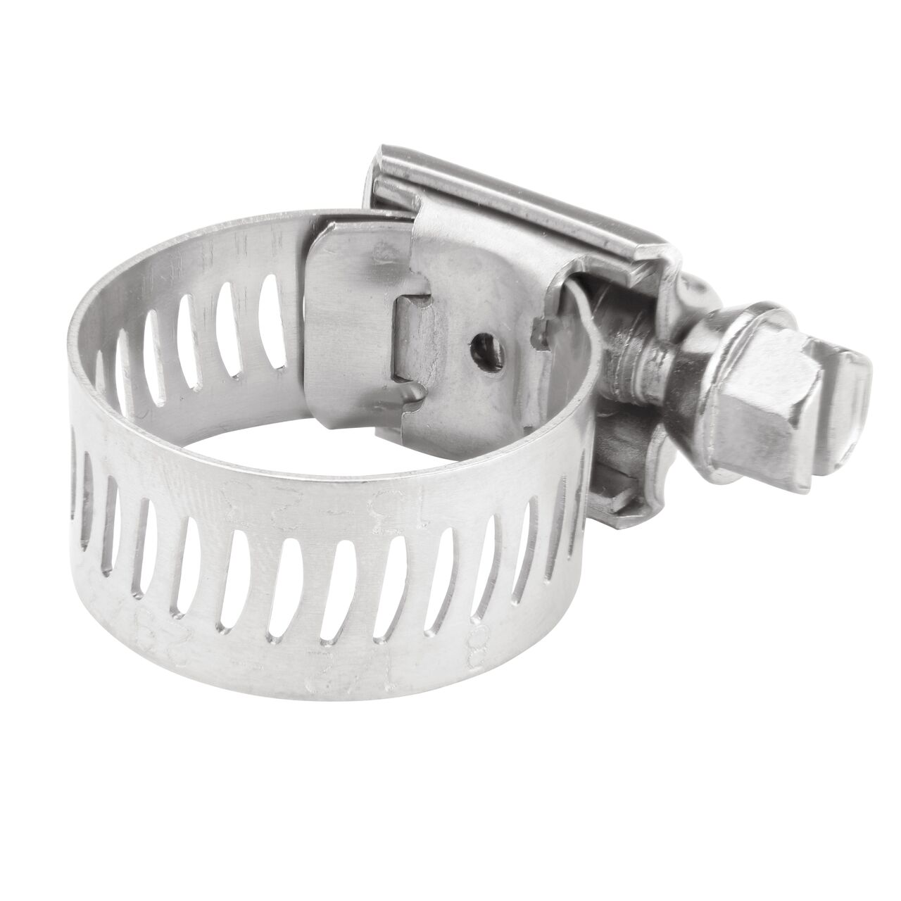 The NDS SAE 8 Worm Drive Hose Clamp with Aero Seal 1/2 in. band width (NDS 64008H) has arcial perforated slots in band for added strength and smoother engagement