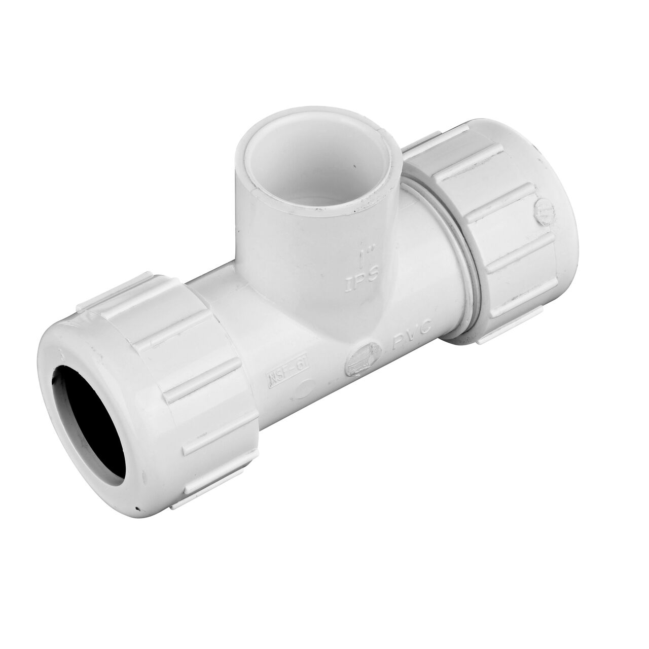 The NDS 1 in. IPS UC X S Compression Tee connect three sections of pipe to create a lateral branch in your flow system (NDS CPT-1000-S)