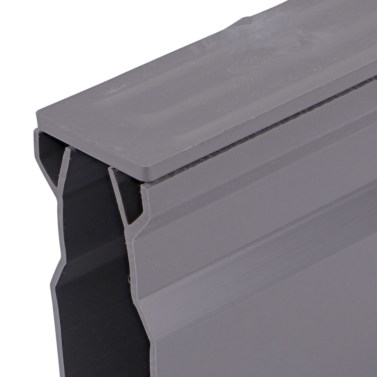 Closeup of the opening of the NDS Gray Micro Channel™ Drain Cleanout (NDS 8653)