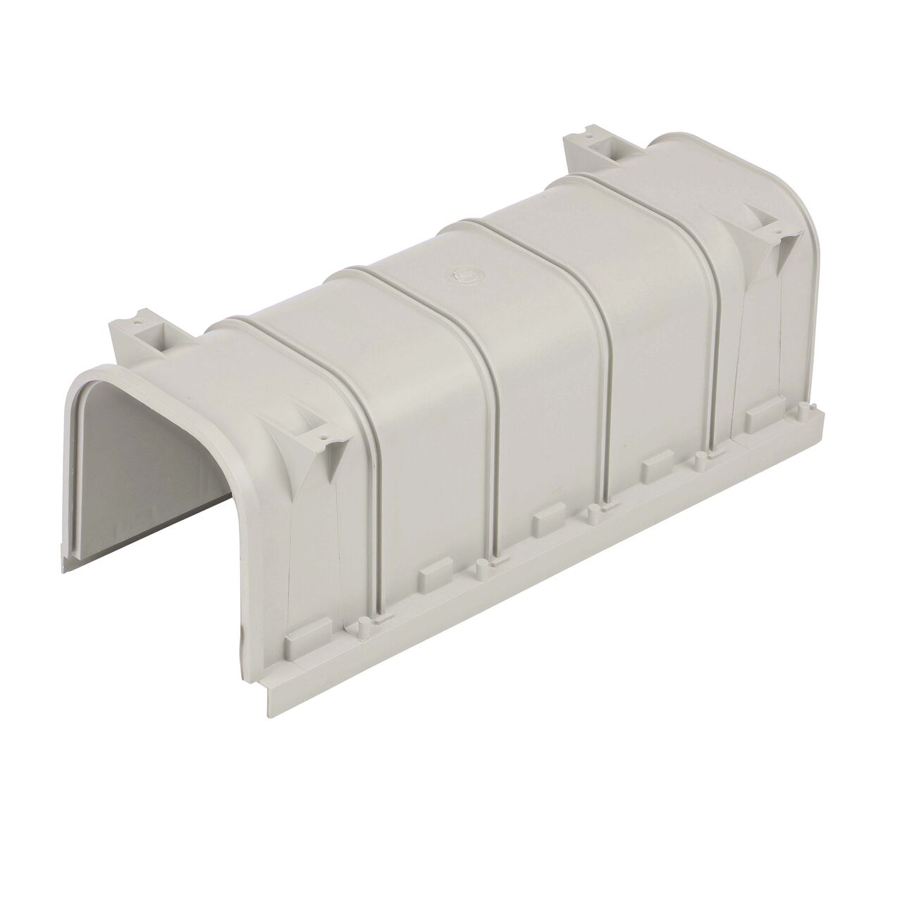 Bottom view of 8 in. Pro Series Channel Drain, Deep Profile (NDS 833), featuring Side Ribs & Stabilizing Ribs