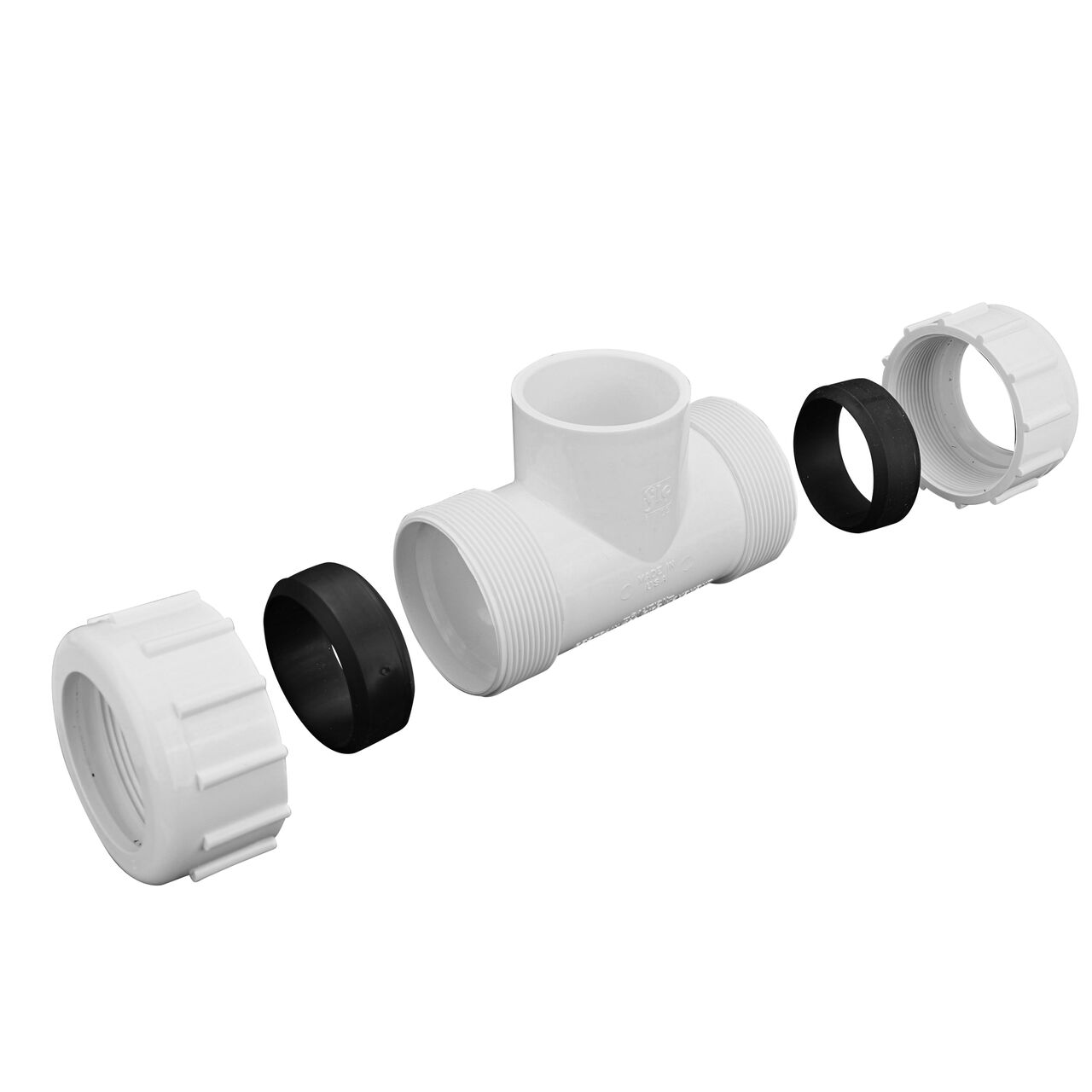 The NDS 2 in. IPS UC X S Compression Tee has two ends that connect onto 2 in. IPS pipe ends and one slip end that threads onto a 2 in. pipe end that forms a "T" intersection from one pipeline and create a lateral branch in your flow system (NDS CPT-2000-S)